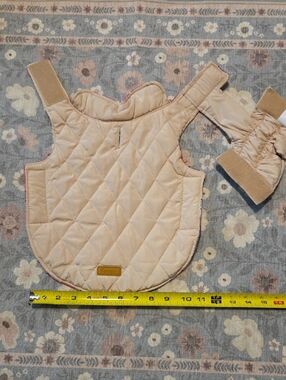 Quilted Beige Dog Harness Vest with Matching Strap EXTRA SMALL